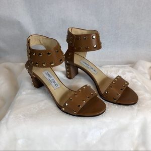Authentic Jimmy Choo Tan Studded Leather Sandals